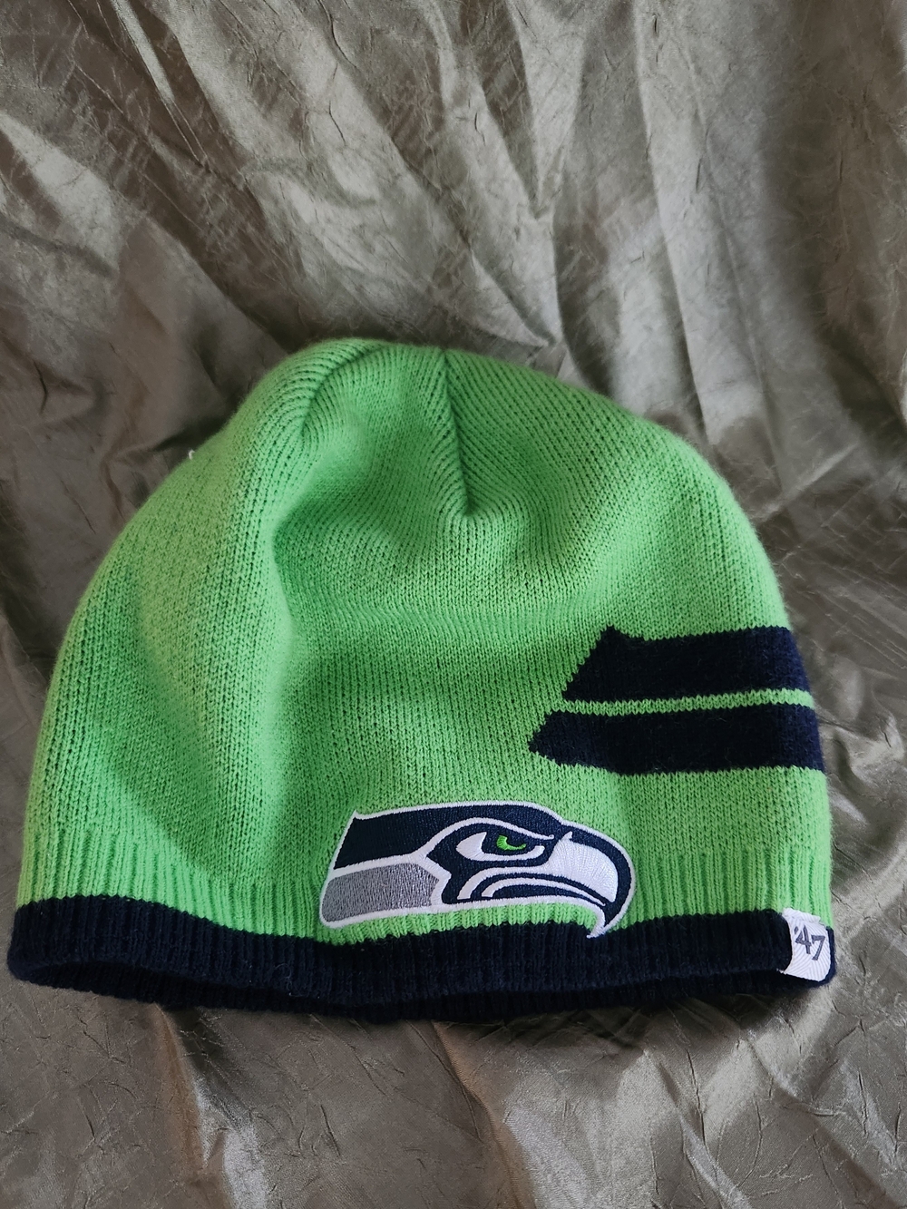 47 Brand Kids Seattle Seahawks Neon Green and Navy Knit Beanie